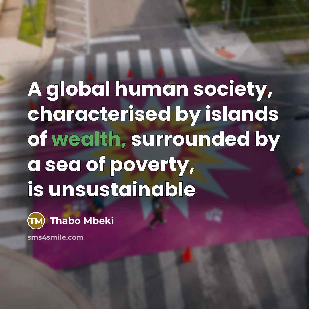 “A global human society, characterised by islands of wealth, surrounded…” quote by Thabo Mbeki
