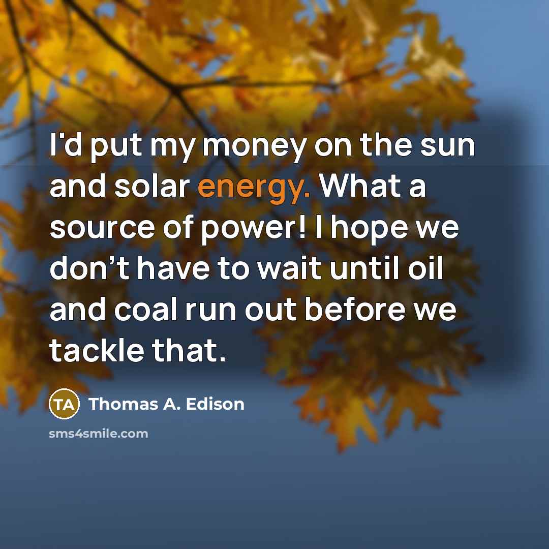 “I'd put my money on the sun and solar energy.…” quote by Thomas A. Edison