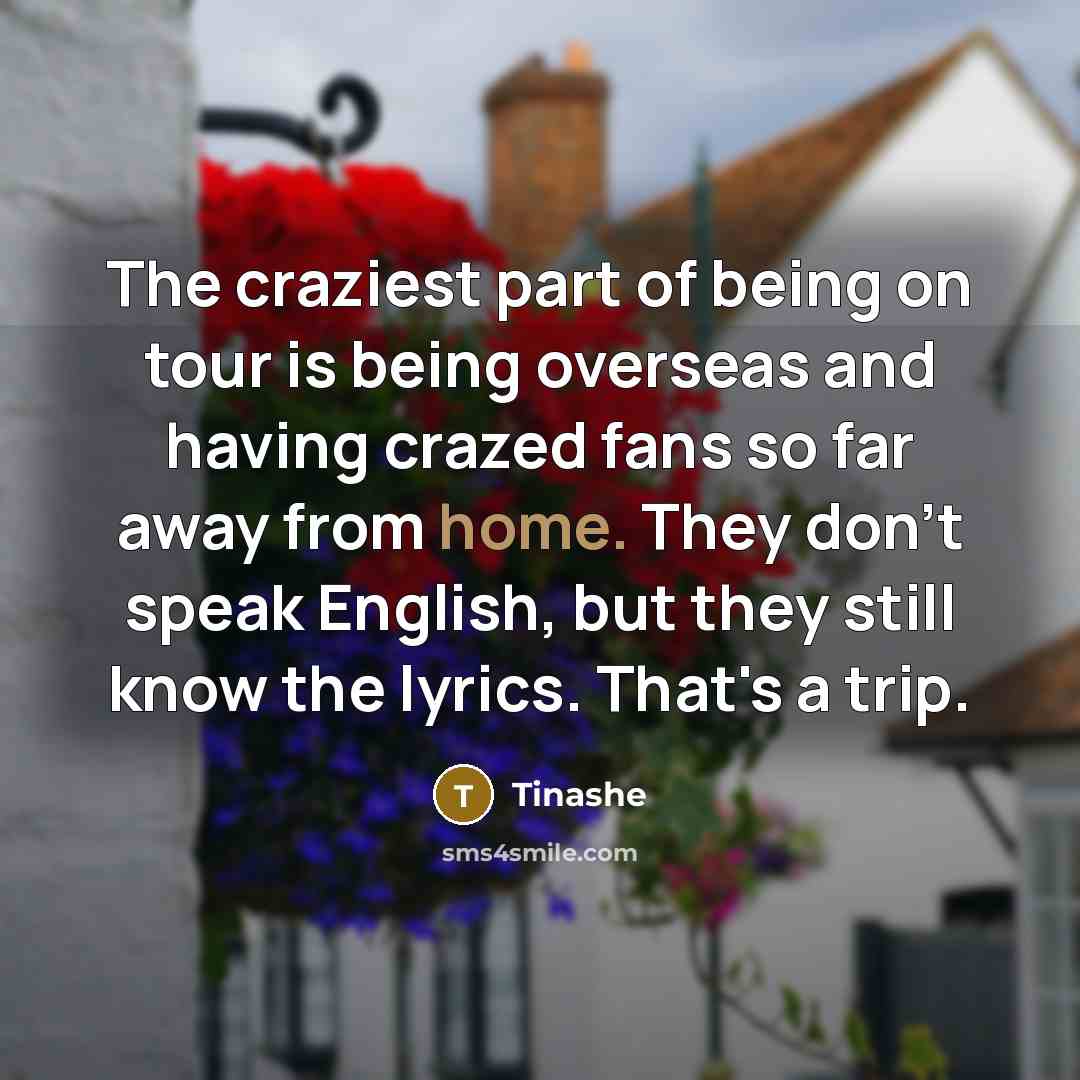 “The craziest part of being on tour is being overseas…” quote by Tinashe