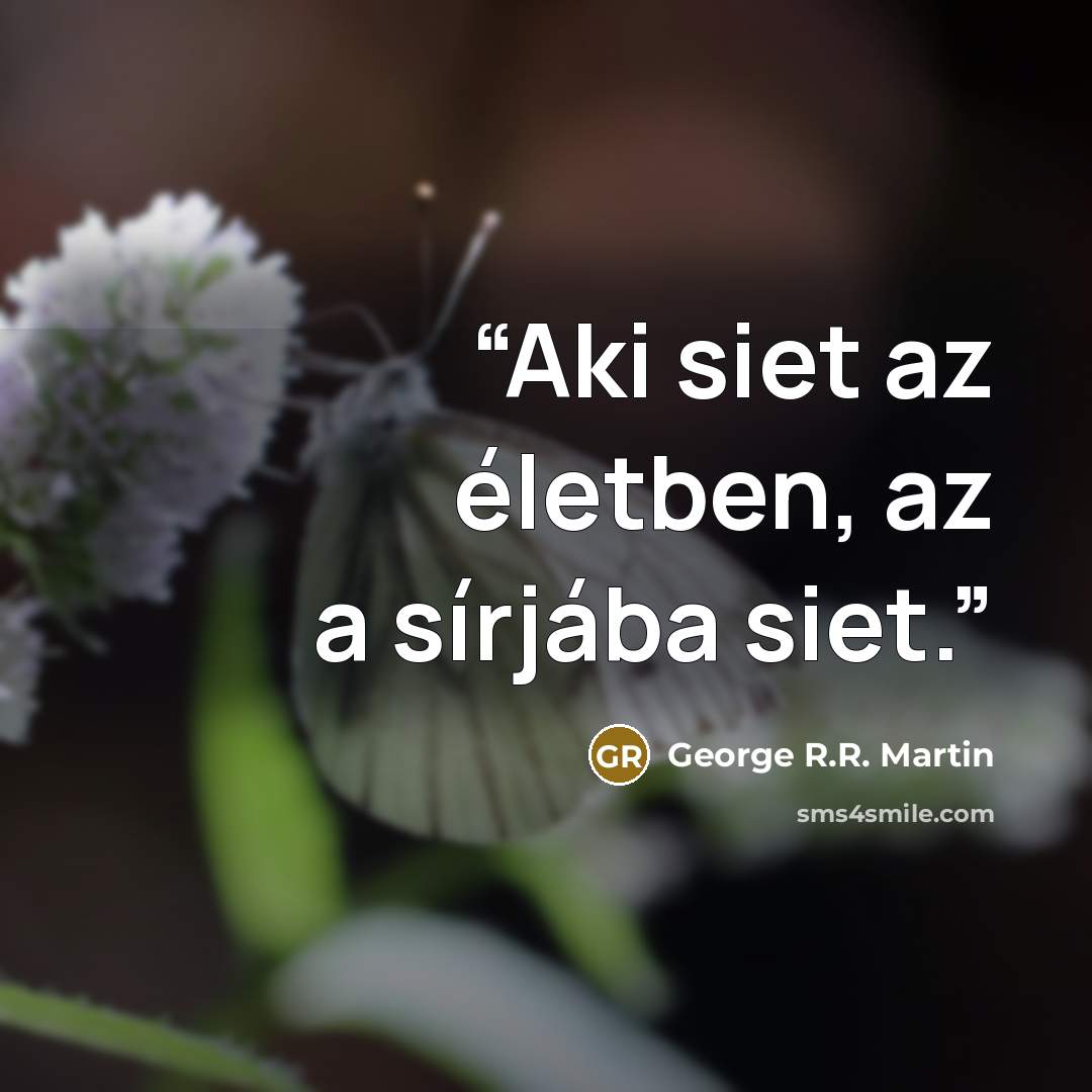“Aki siet az életben, az a sírjába siet.” quote by George R.R. Martin
