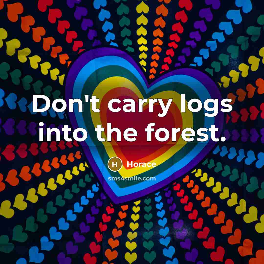 “Don't carry logs into the forest.…” quote by Horace