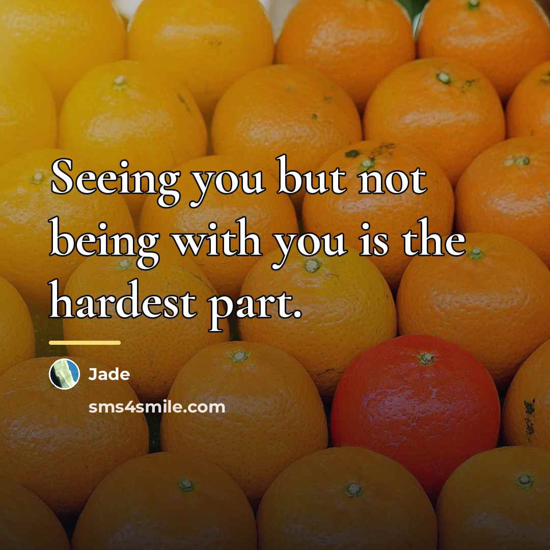“Seeing you but not being with you is the hardest…” quote by Jade