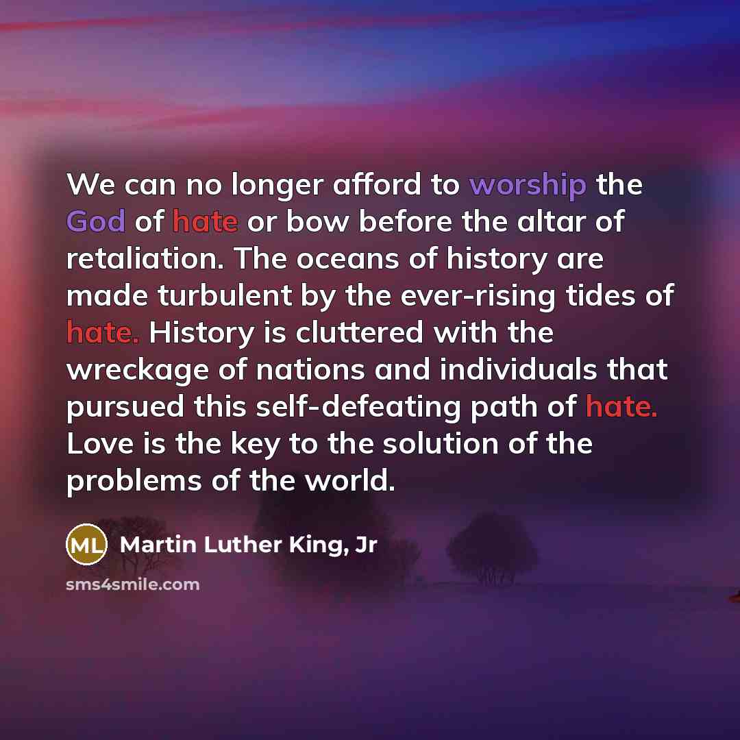 “We can no longer afford to worship the God of…” quote by Martin Luther King, Jr