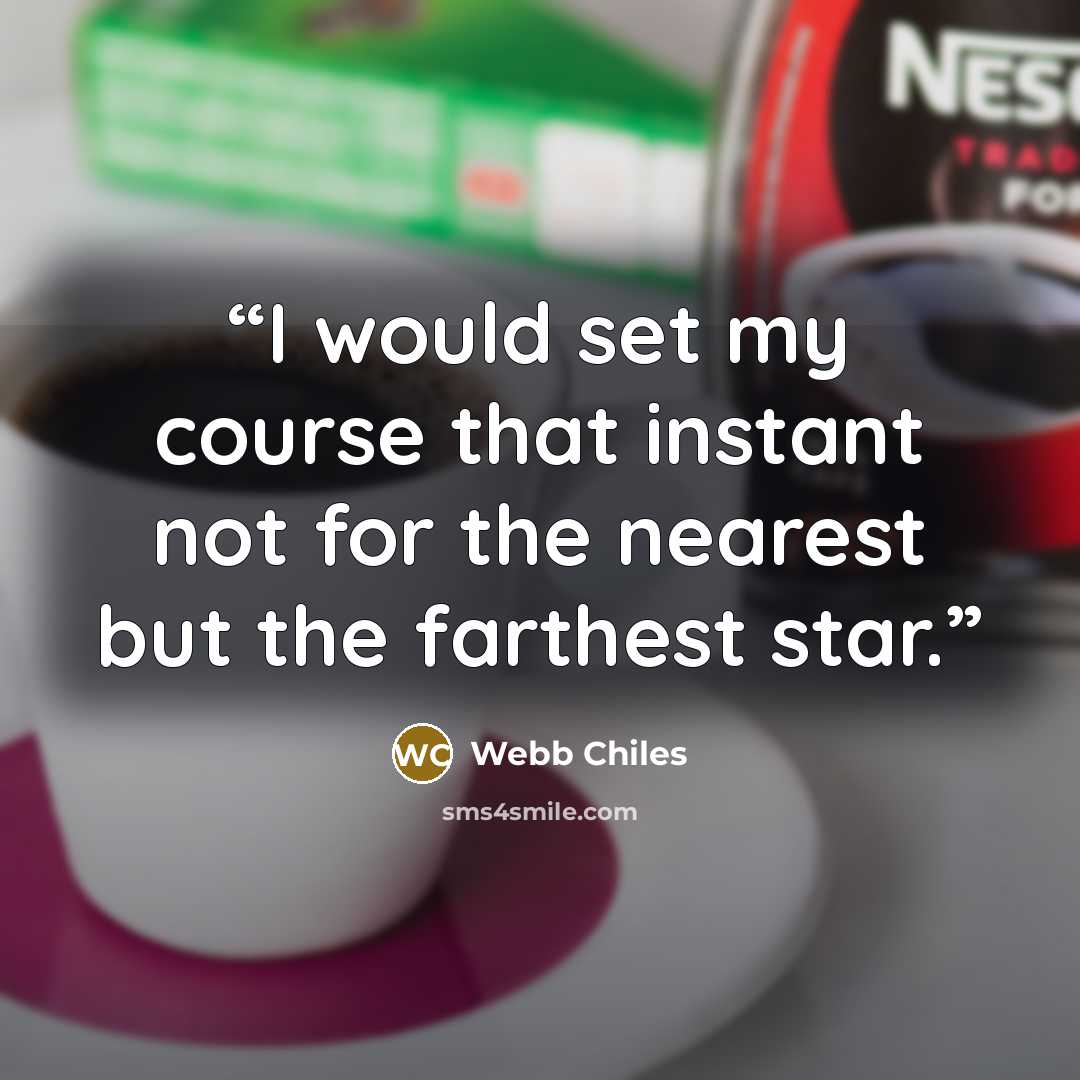 “I would set my course that instant not for the nearest but the farthest star.” quote by Webb Chiles