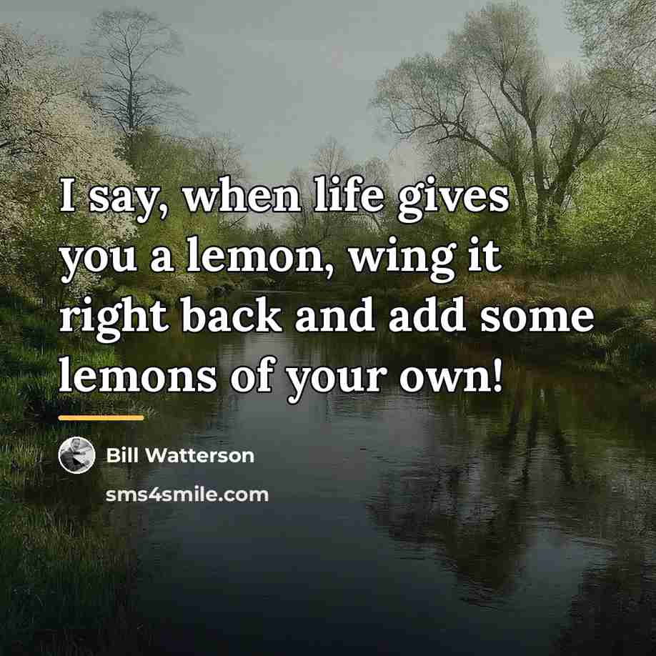 “I say, when life gives you a lemon, wing it…” quote by Bill Watterson