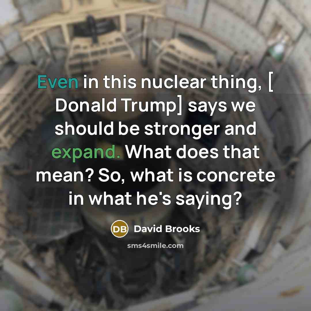 “Even in this nuclear thing, [ Donald Trump] says we…” quote by David Brooks