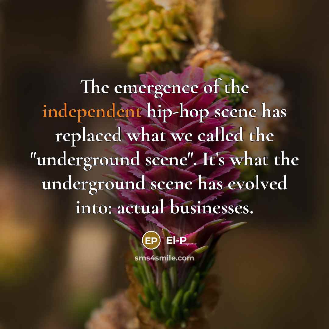 “The emergence of the independent hip-hop scene has replaced what…” quote by El-P