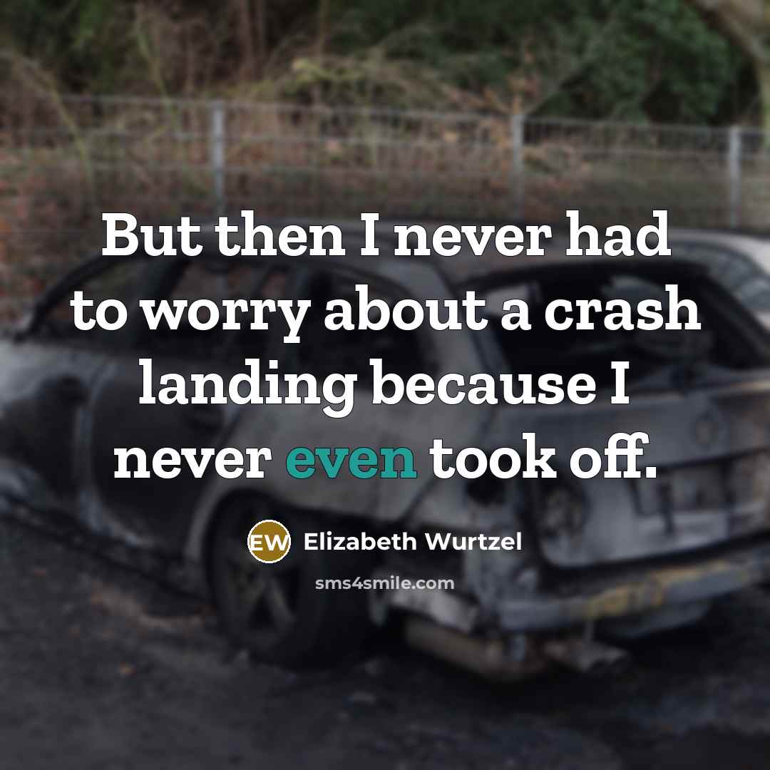 “But then I never had to worry about a crash…” quote by Elizabeth Wurtzel