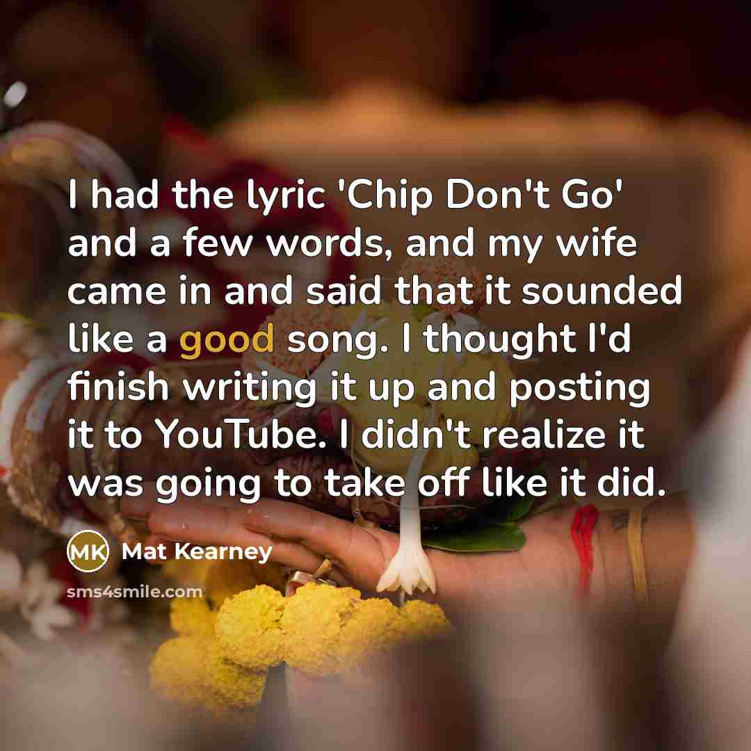 “I had the lyric 'Chip Don't Go' and a few…” quote by Mat Kearney