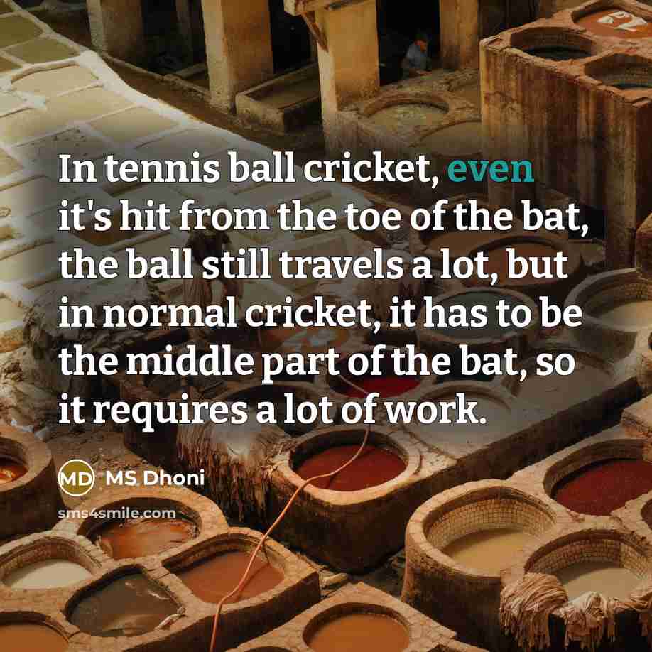 “In tennis ball cricket, even it's hit from the toe…” quote by MS Dhoni