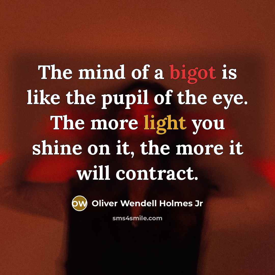 “The mind of a bigot is like the pupil of…” quote by Oliver Wendell Holmes Jr