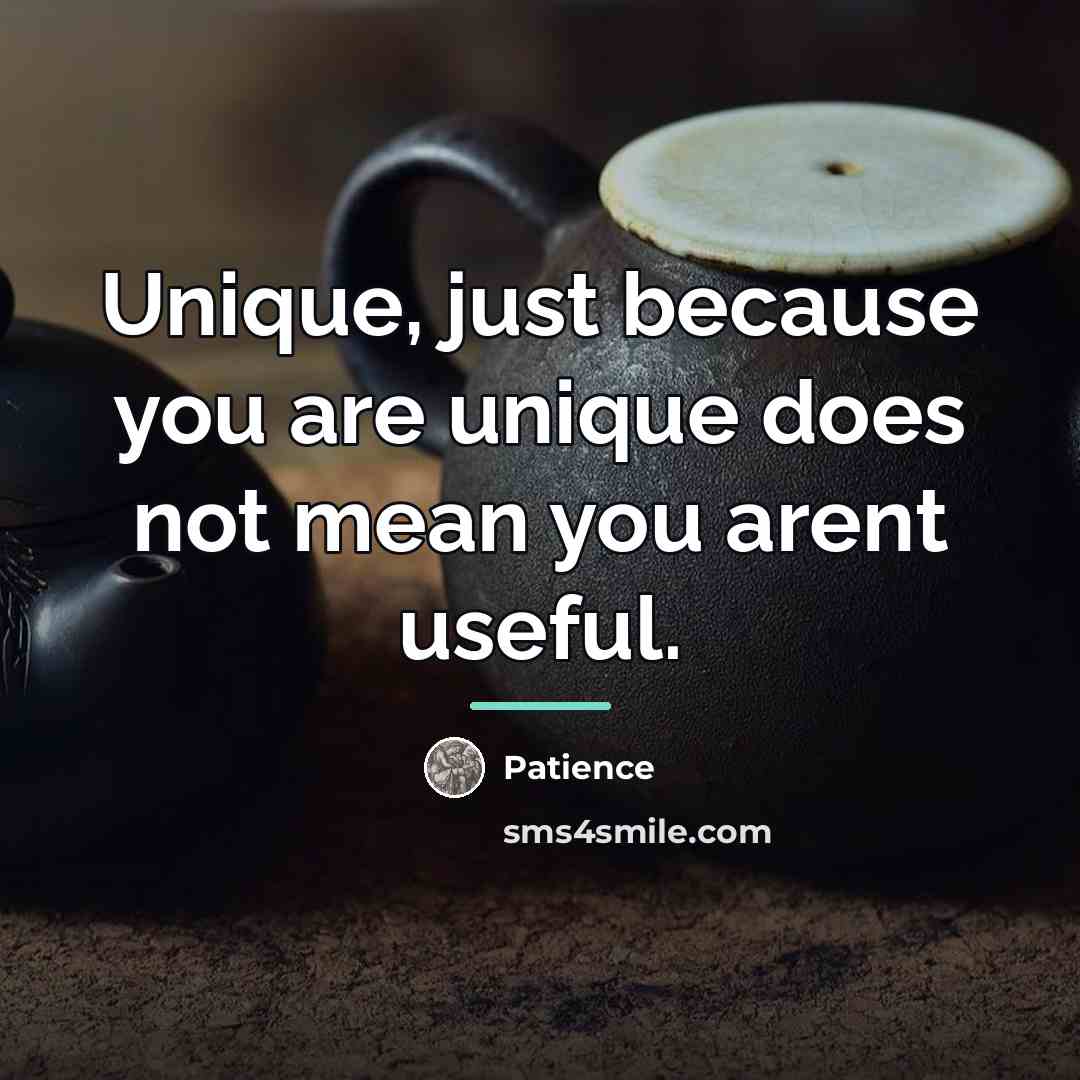 “Unique, just because you are unique does not mean you…” quote by Patience