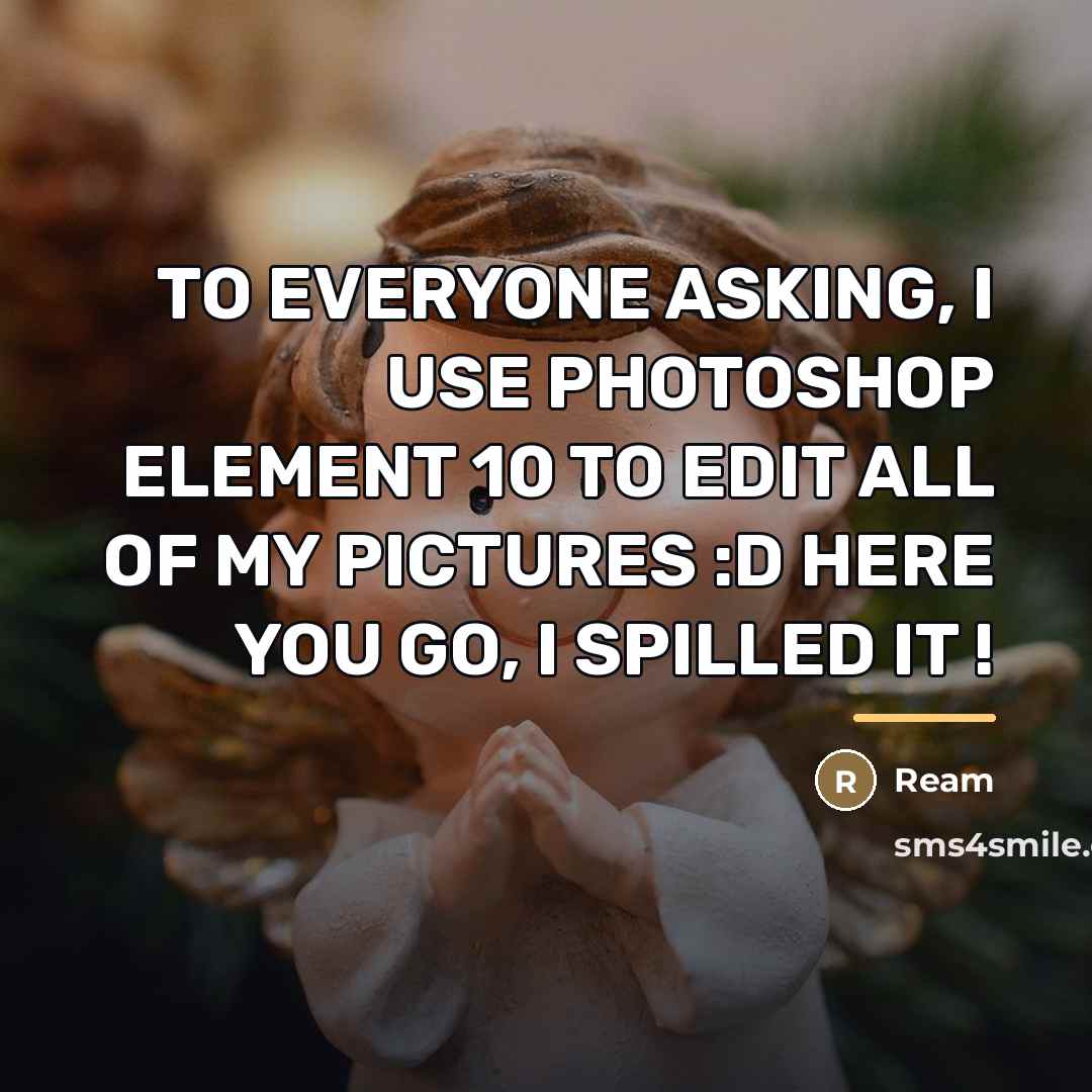 “TO EVERYONE ASKING, I USE PHOTOSHOP ELEMENT 10 TO EDIT…” quote by Ream