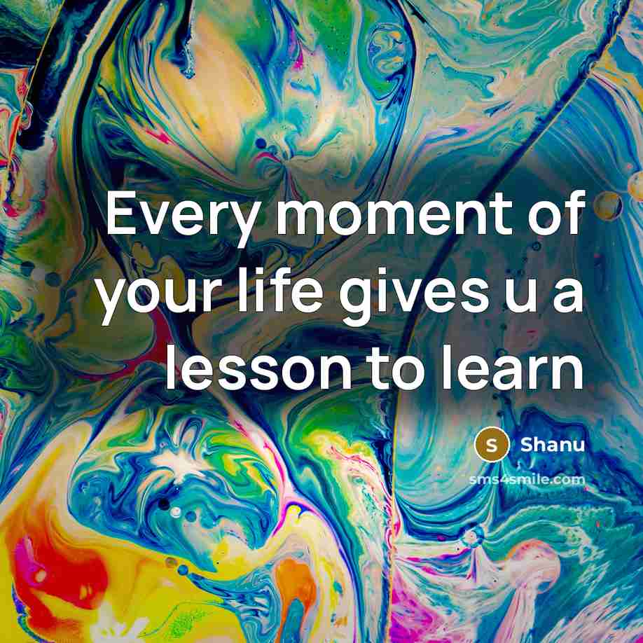 “Every moment of your life gives u a lesson to…” quote by Shanu