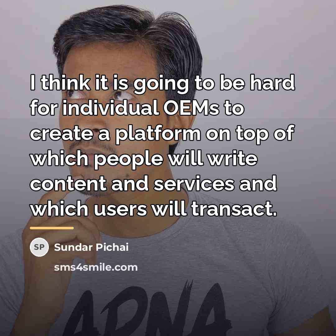 “I think it is going to be hard for individual…” quote by Sundar Pichai