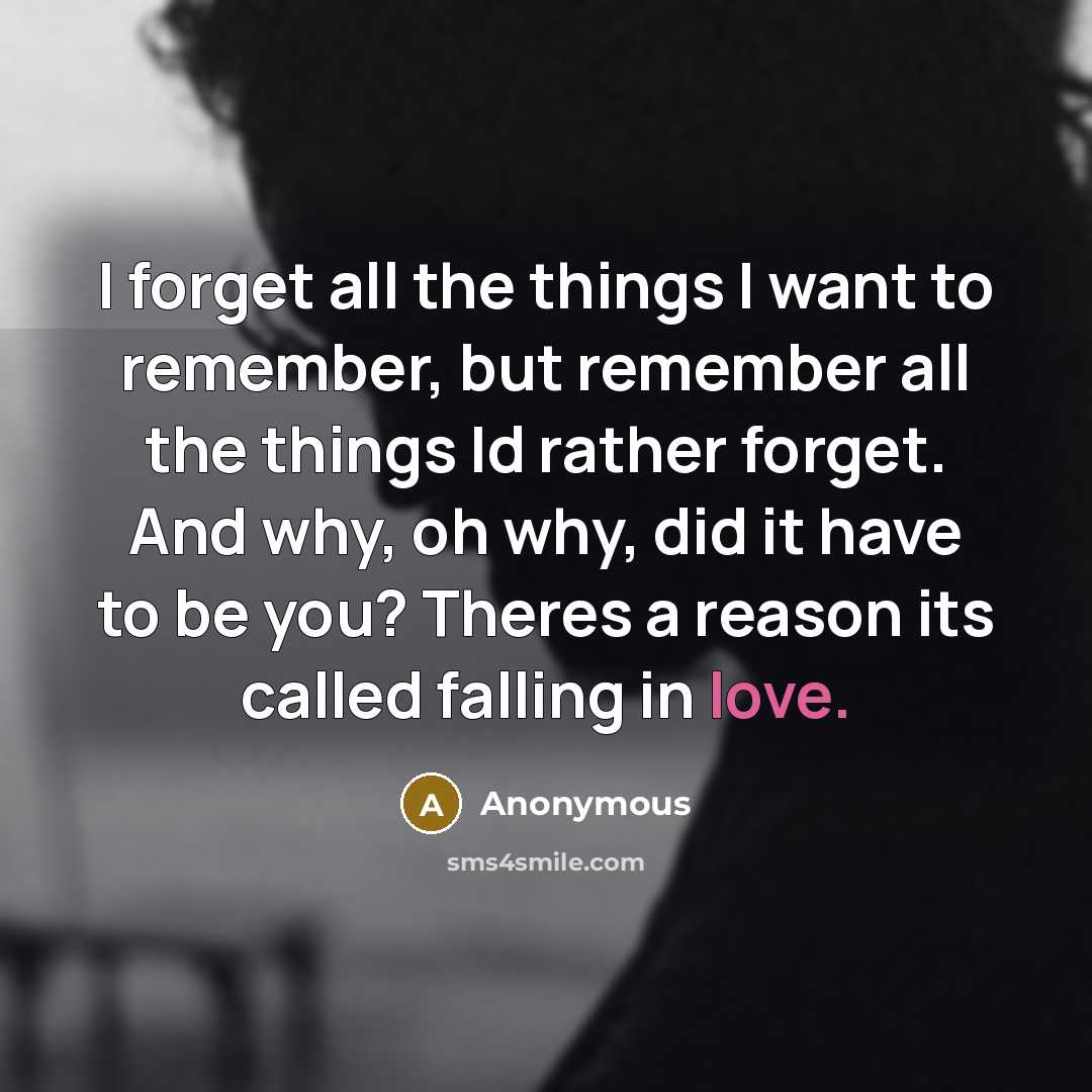 “I forget all the things I want to remember, but…” quote by Anonymous