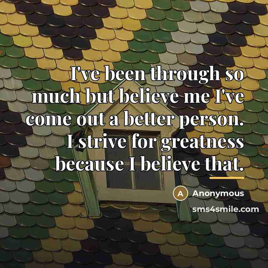 “I've been through so much but believe me I've come…” quote by Anonymous