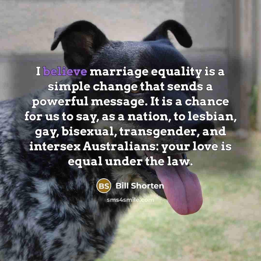 “I believe marriage equality is a simple change that sends…” quote by Bill Shorten