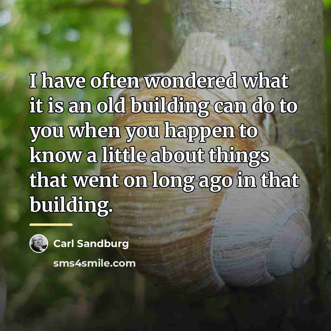 “I have often wondered what it is an old building…” quote by Carl Sandburg