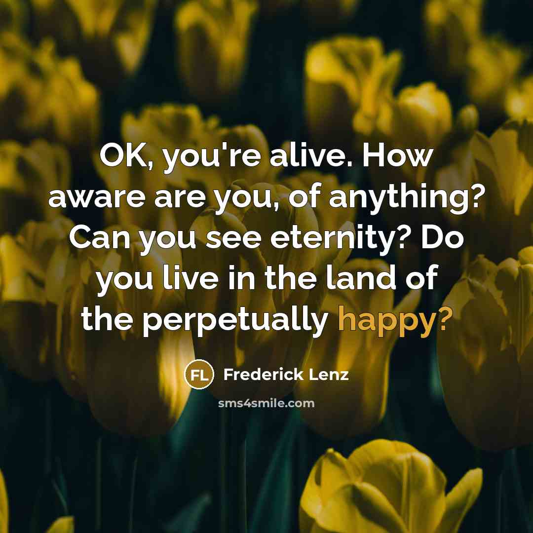 “OK, you're alive. How aware are you, of anything? Can…” quote by Frederick Lenz