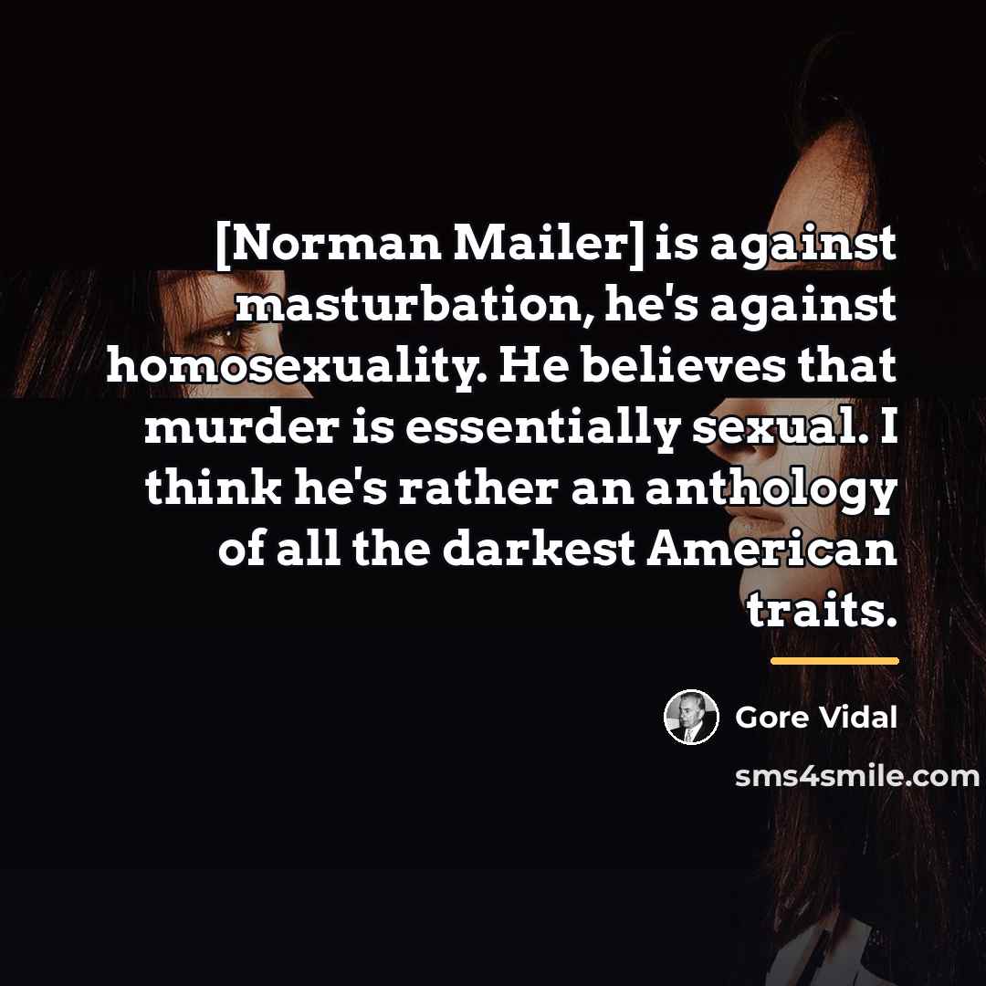 “[Norman Mailer] is against masturbation, he's against homosexuality. He believes…” quote by Gore Vidal