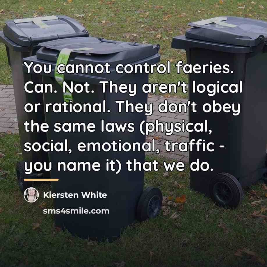 “You cannot control faeries. Can. Not. They aren't logical or…” quote by Kiersten White