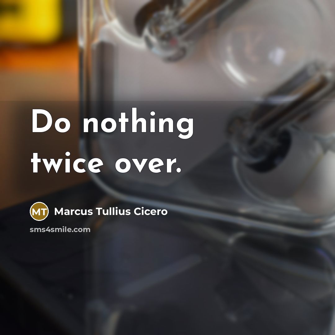 “Do nothing twice over.” quote by Marcus Tullius Cicero