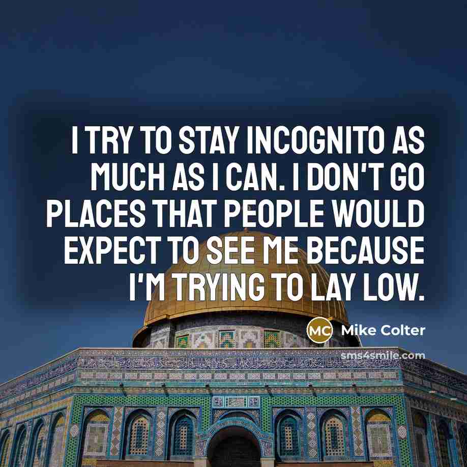 “I try to stay incognito as much as I can.…” quote by Mike Colter