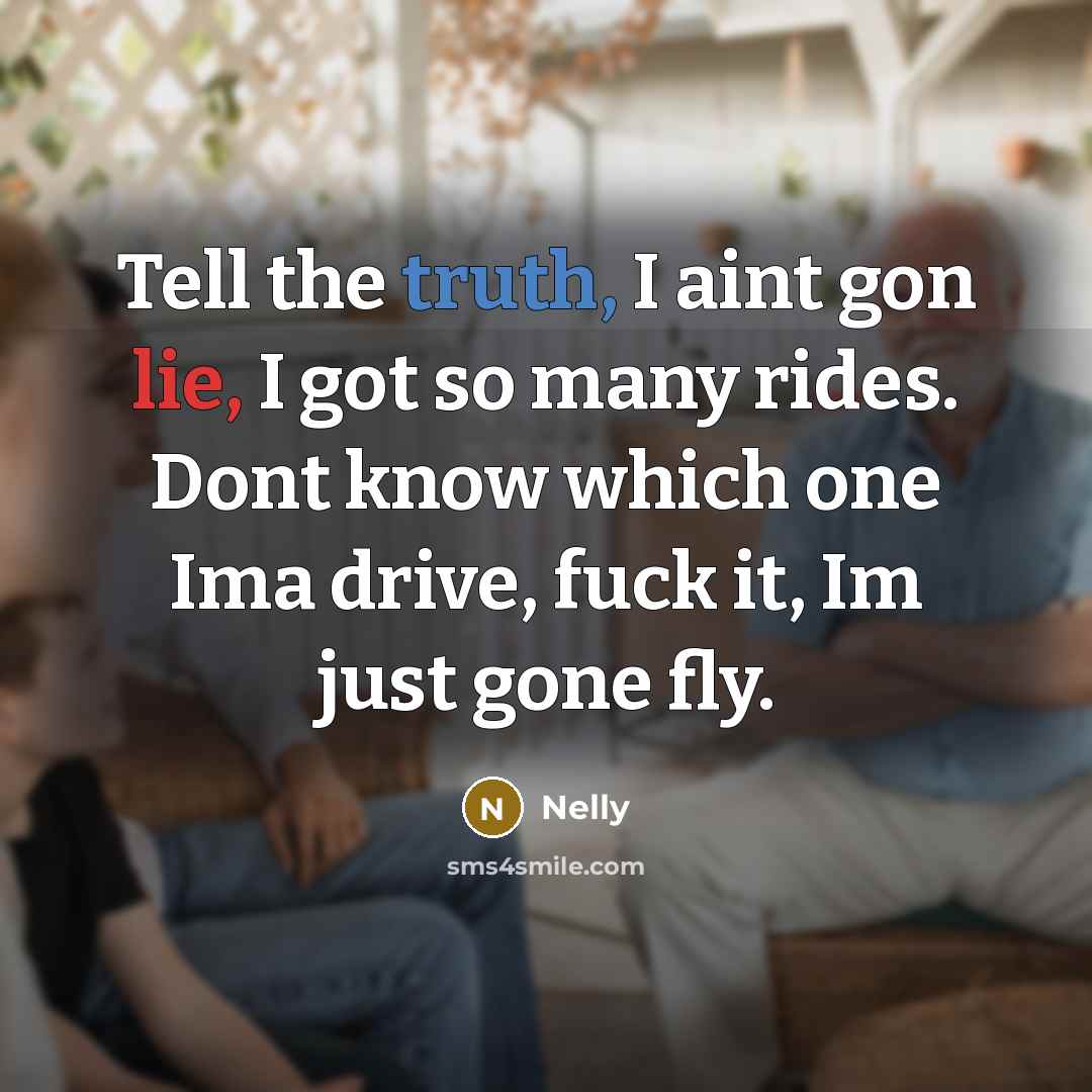 “Tell the truth, I aint gon lie, I got so…” quote by Nelly
