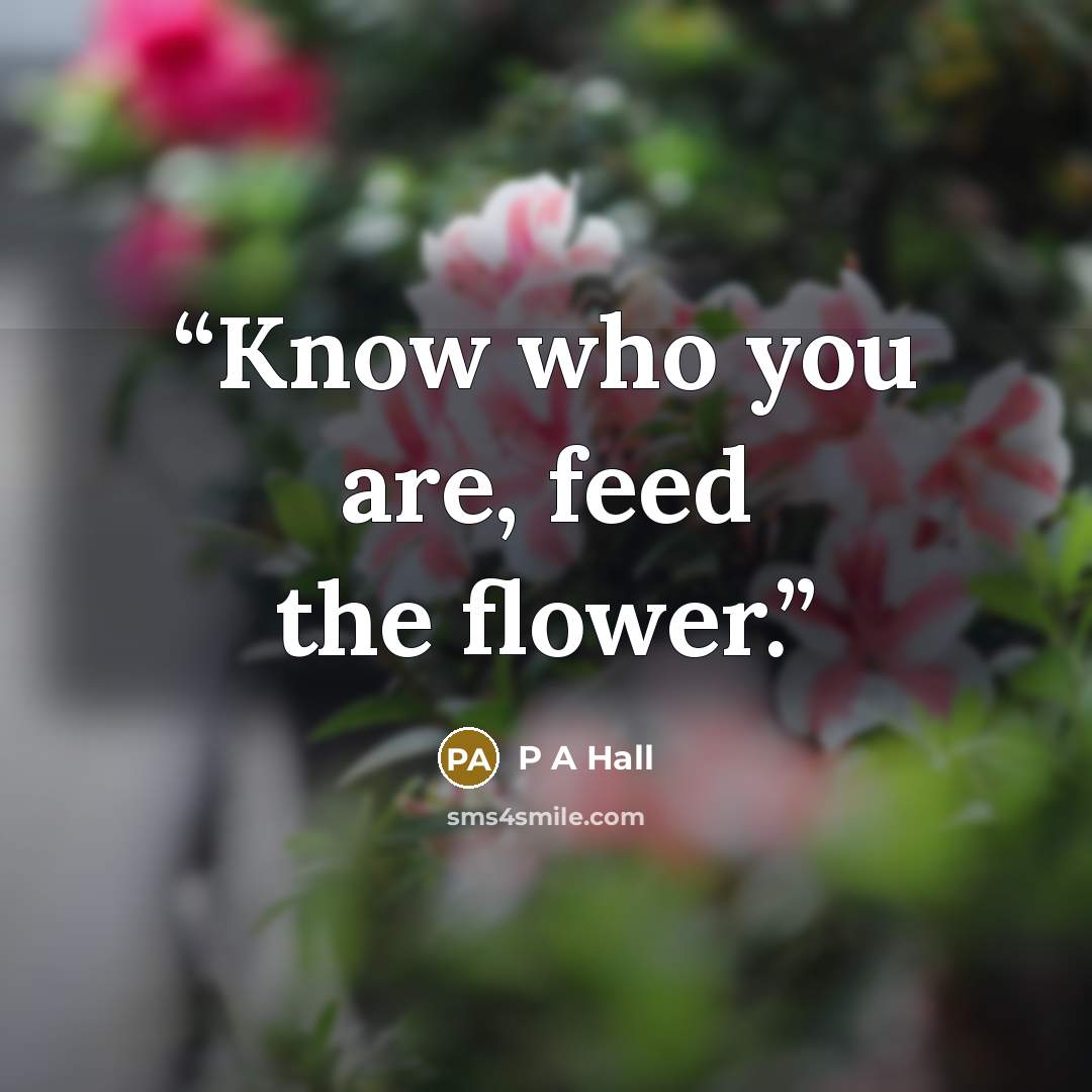 “Know who you are, feed the flower.” quote by P A Hall