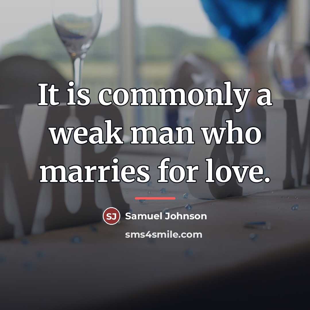 “It is commonly a weak man who marries for love.…” quote by Samuel Johnson