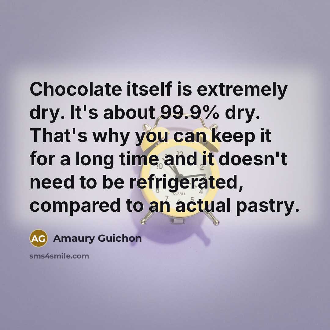 “Chocolate itself is extremely dry. It's about 99.9% dry. That's…” quote by Amaury Guichon