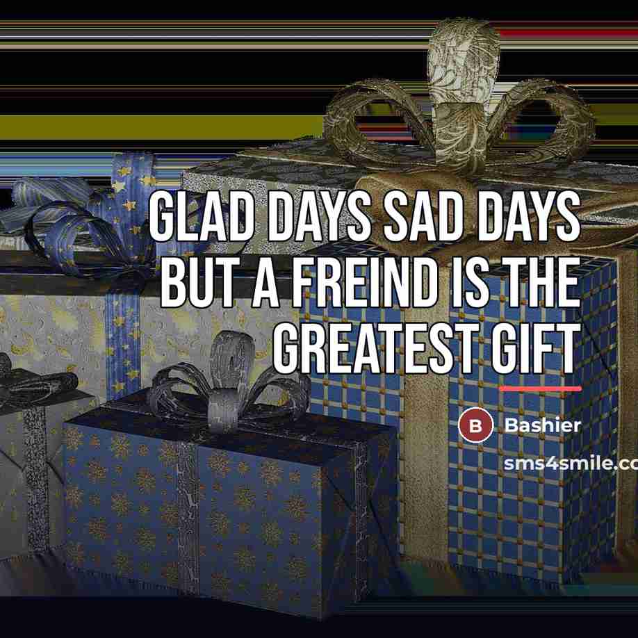 “Glad days sad days but a freind is the greatest…” quote by Bashier