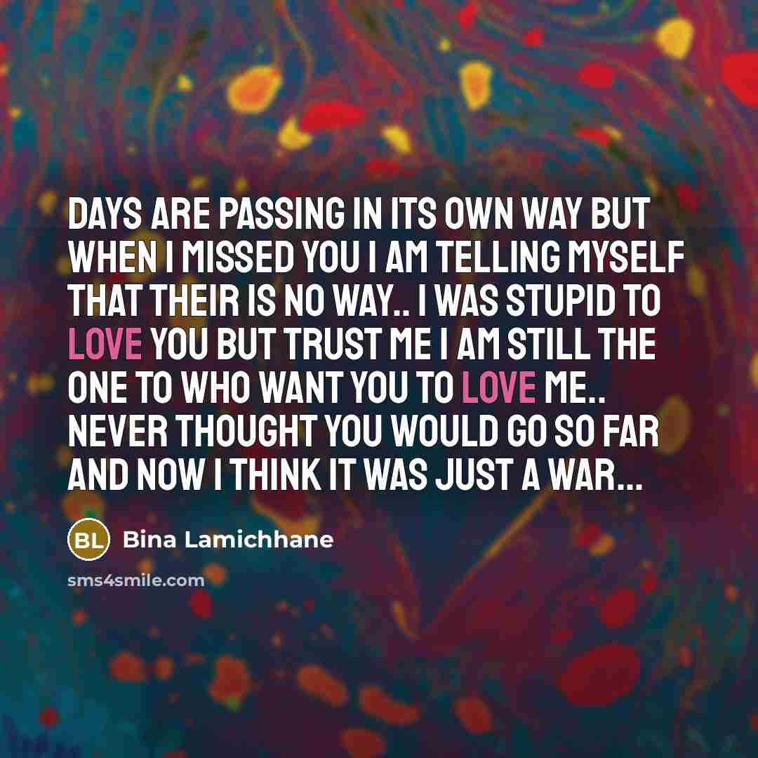 “Days are passing in its own way but when I…” quote by Bina Lamichhane