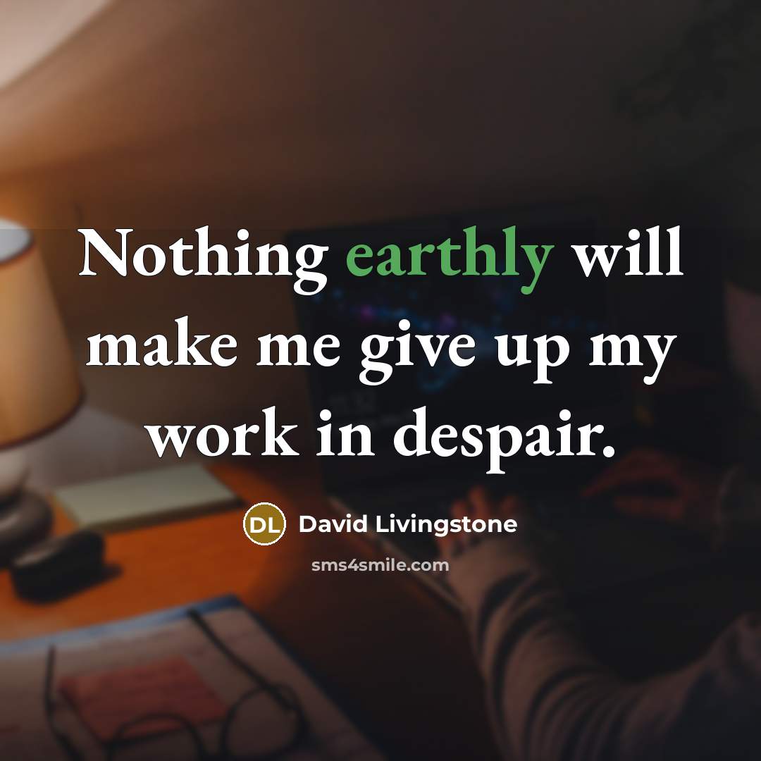 “Nothing earthly will make me give up my work in…” quote by David Livingstone