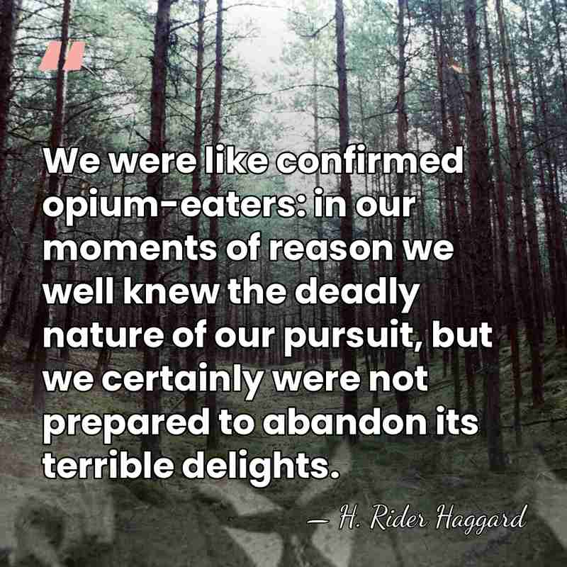 We were like confirmed opium-eaters: in our moments of reason we well&hellip; - H. Rider Haggard
