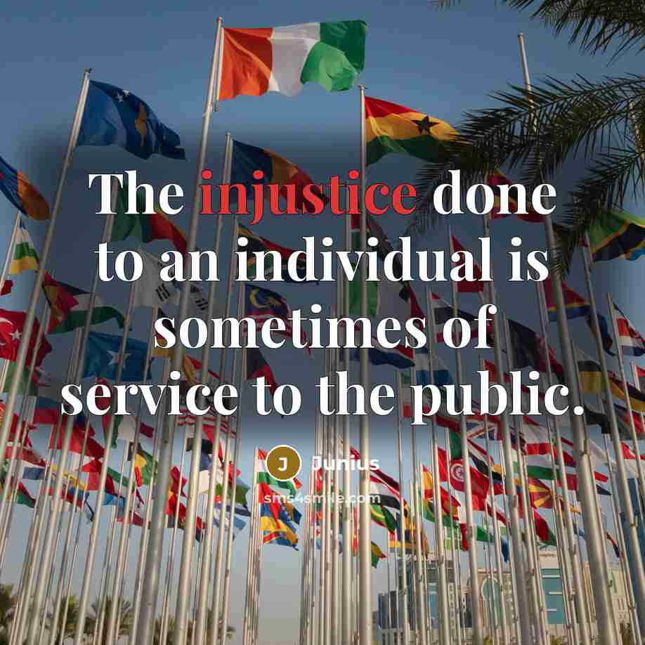 “The injustice done to an individual is sometimes of service…” quote by Junius