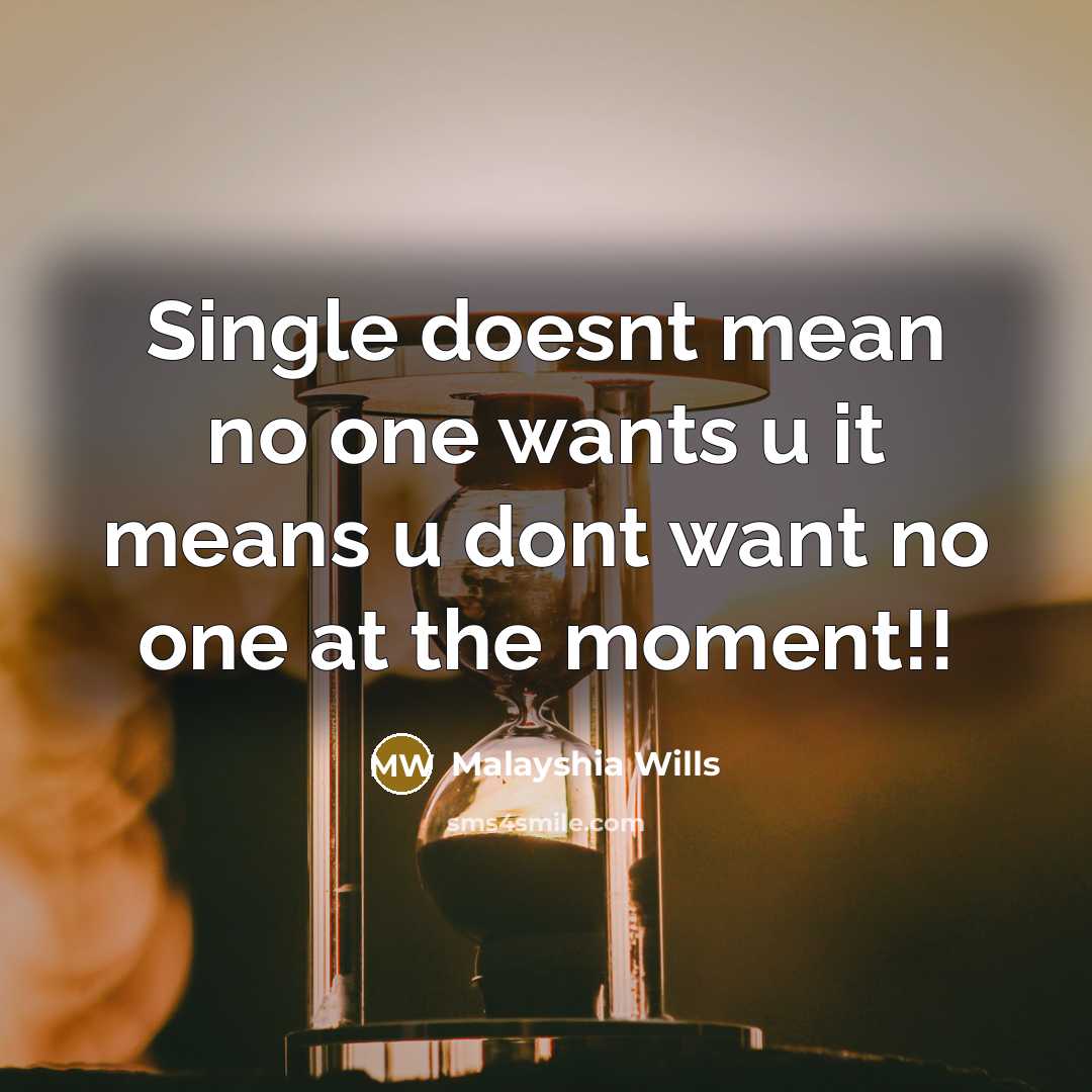 “Single doesnt mean no one wants u it means u dont want no one at the moment!!” quote by Malayshia Wills