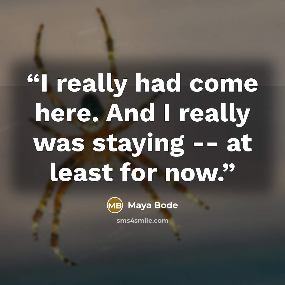 “I really had come here. And I really was staying -- at least for now.” quote by Maya Bode