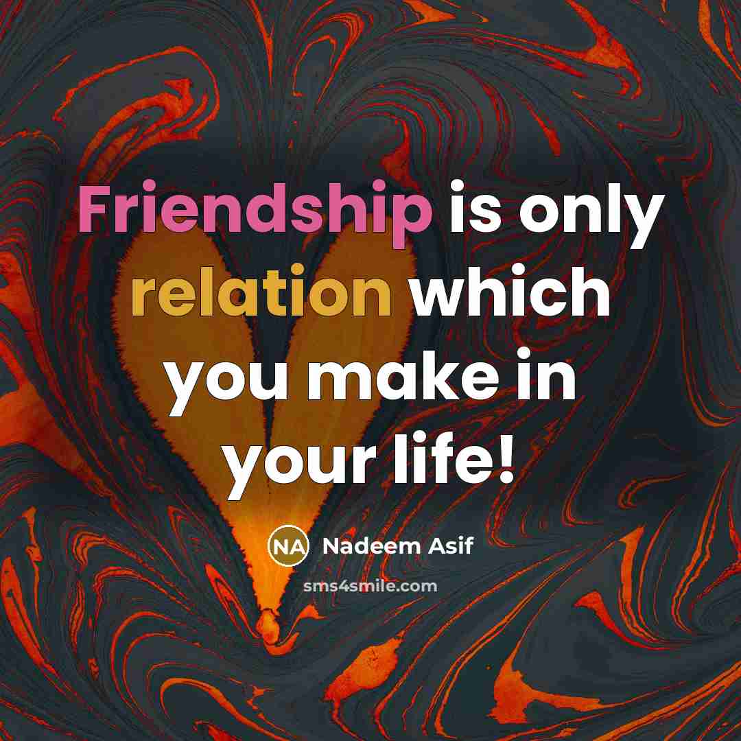 “Friendship is only relation which you make in your life!…” quote by Nadeem Asif