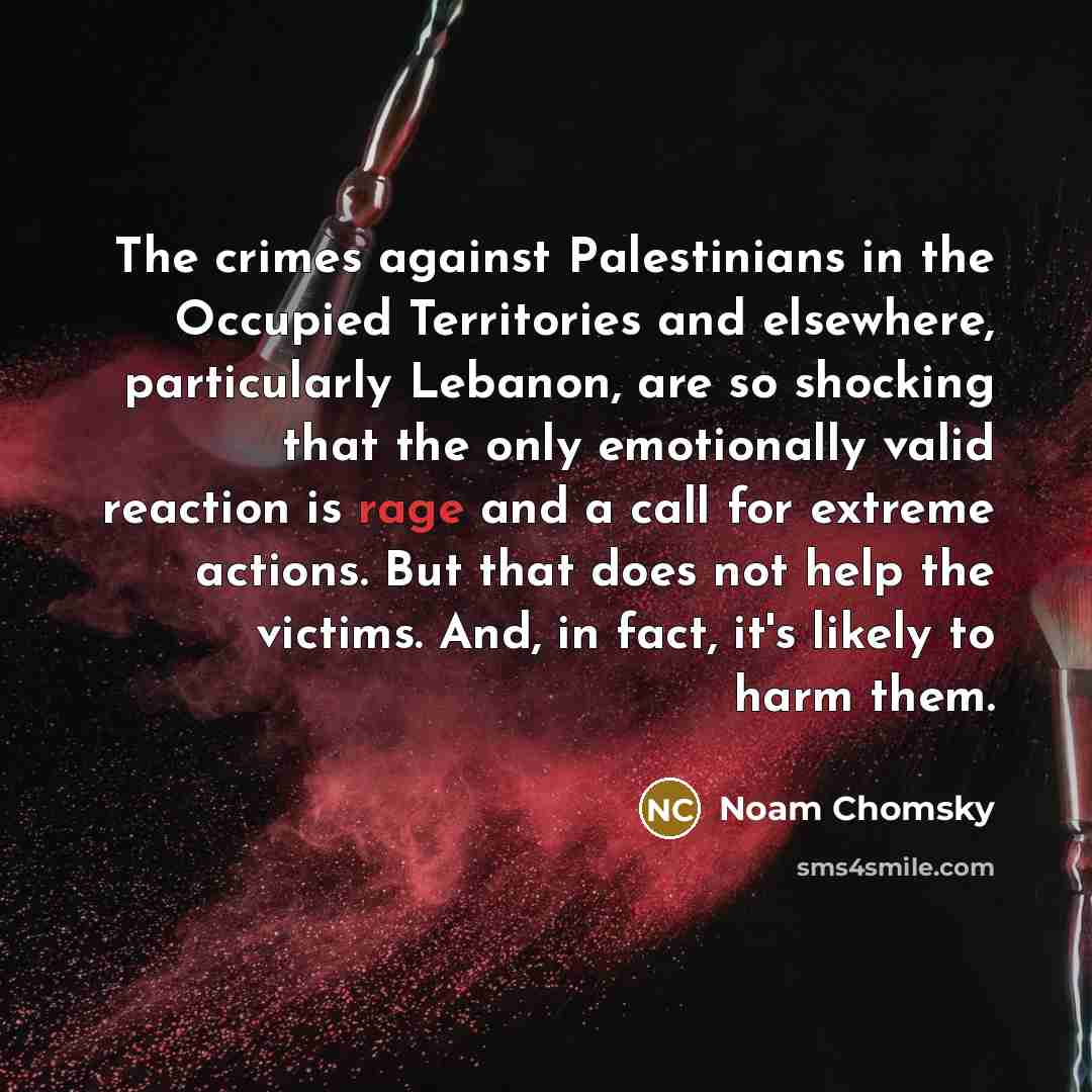 “The crimes against Palestinians in the Occupied Territories and elsewhere,…” quote by Noam Chomsky