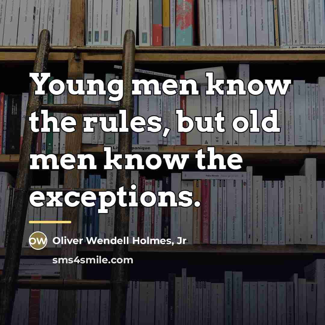 “Young men know the rules, but old men know the…” quote by Oliver Wendell Holmes, Jr