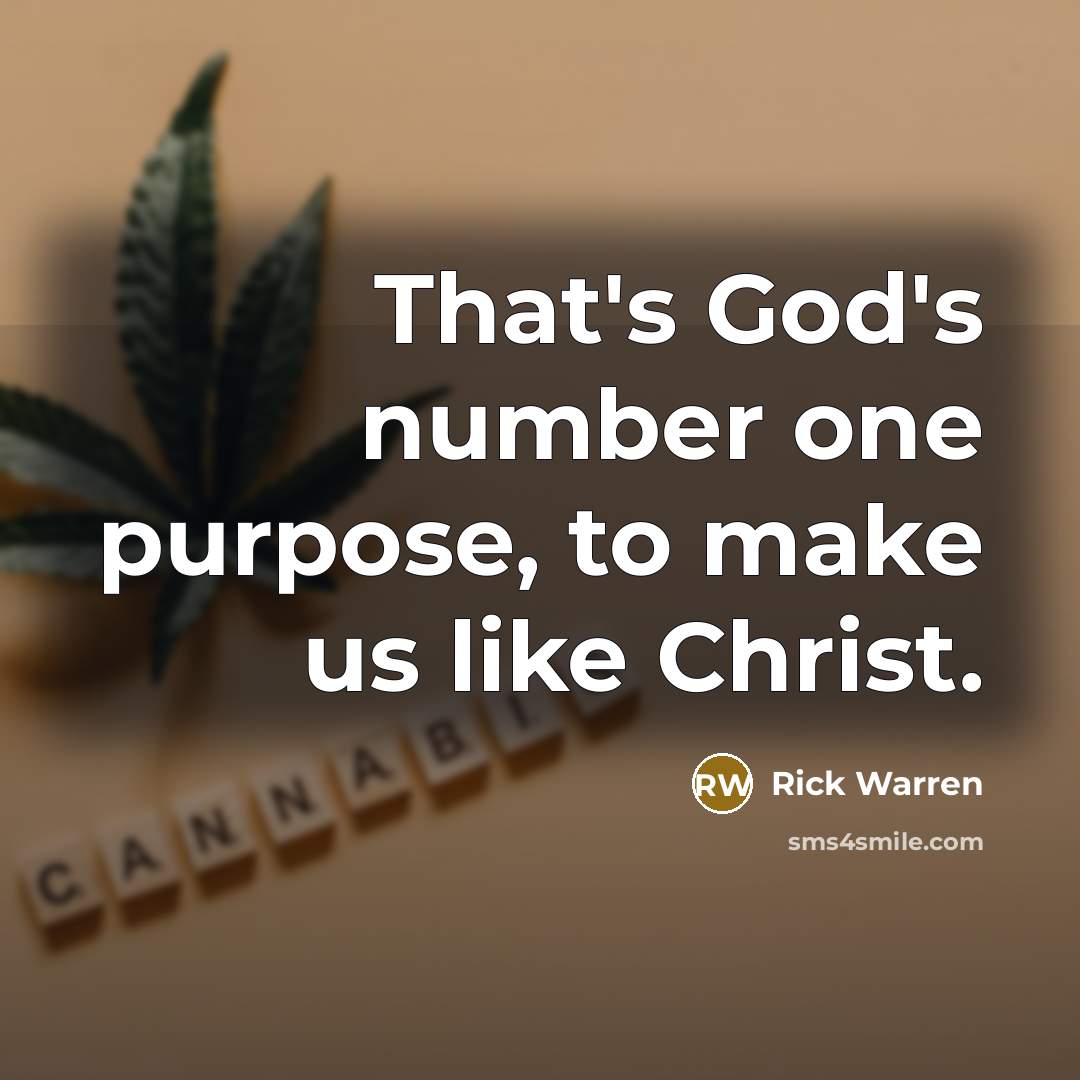 “That's God's number one purpose, to make us like Christ.…” quote by Rick Warren