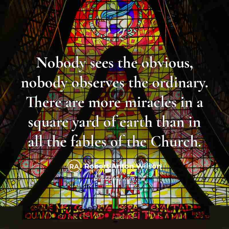 “Nobody sees the obvious, nobody observes the ordinary. There are…” quote by Robert Anton Wilson