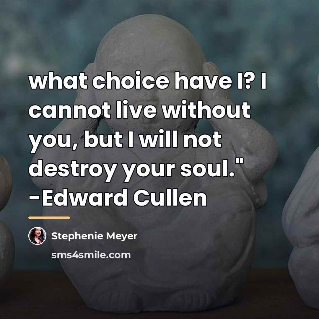“what choice have I? I cannot live without you, but…” quote by Stephenie Meyer