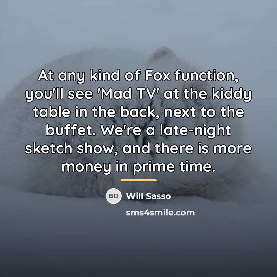 “At any kind of Fox function, you'll see 'Mad TV'…” quote by Will Sasso
