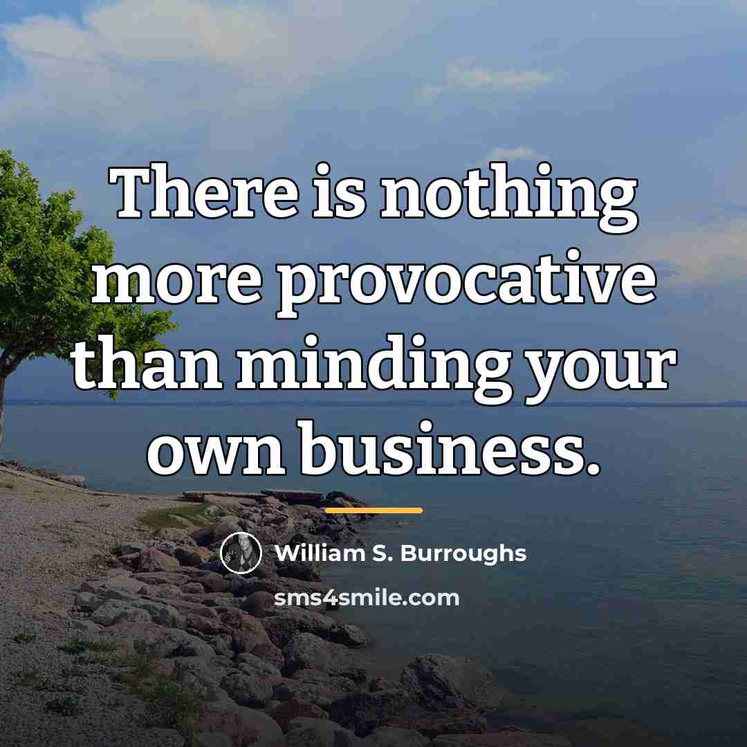 “There is nothing more provocative than minding your own business.…” quote by William S. Burroughs