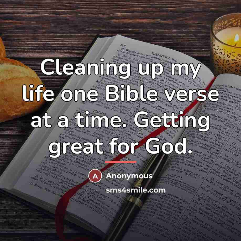 “Cleaning up my life one Bible verse at a time.…” quote by Anonymous