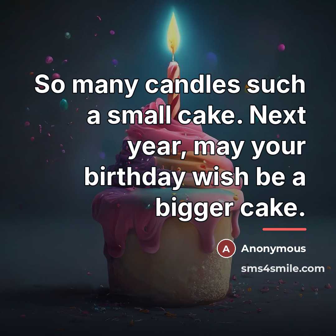 “So many candles such a small cake. Next year, may…” quote by Anonymous