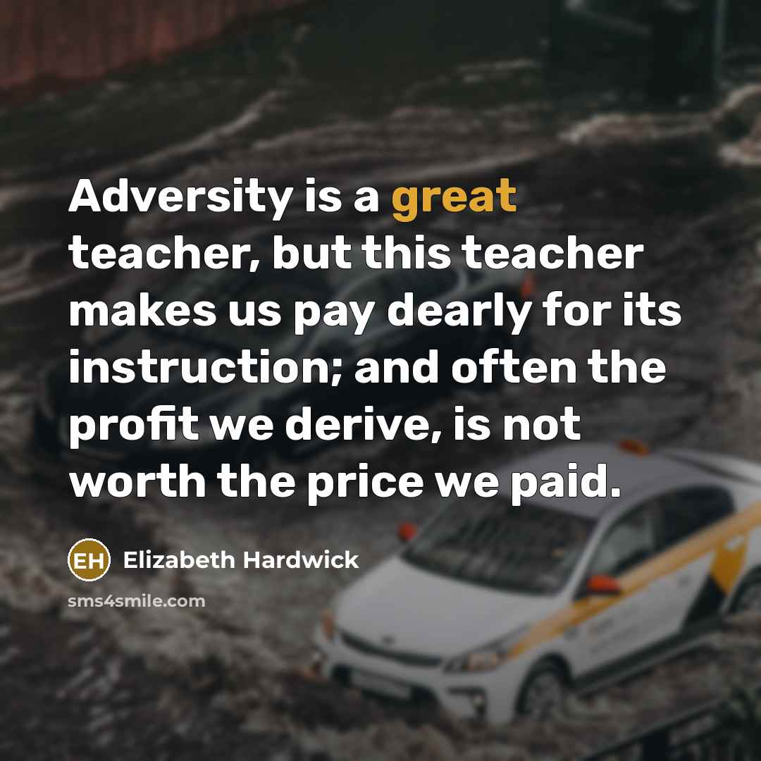 “Adversity is a great teacher, but this teacher makes us…” quote by Elizabeth Hardwick